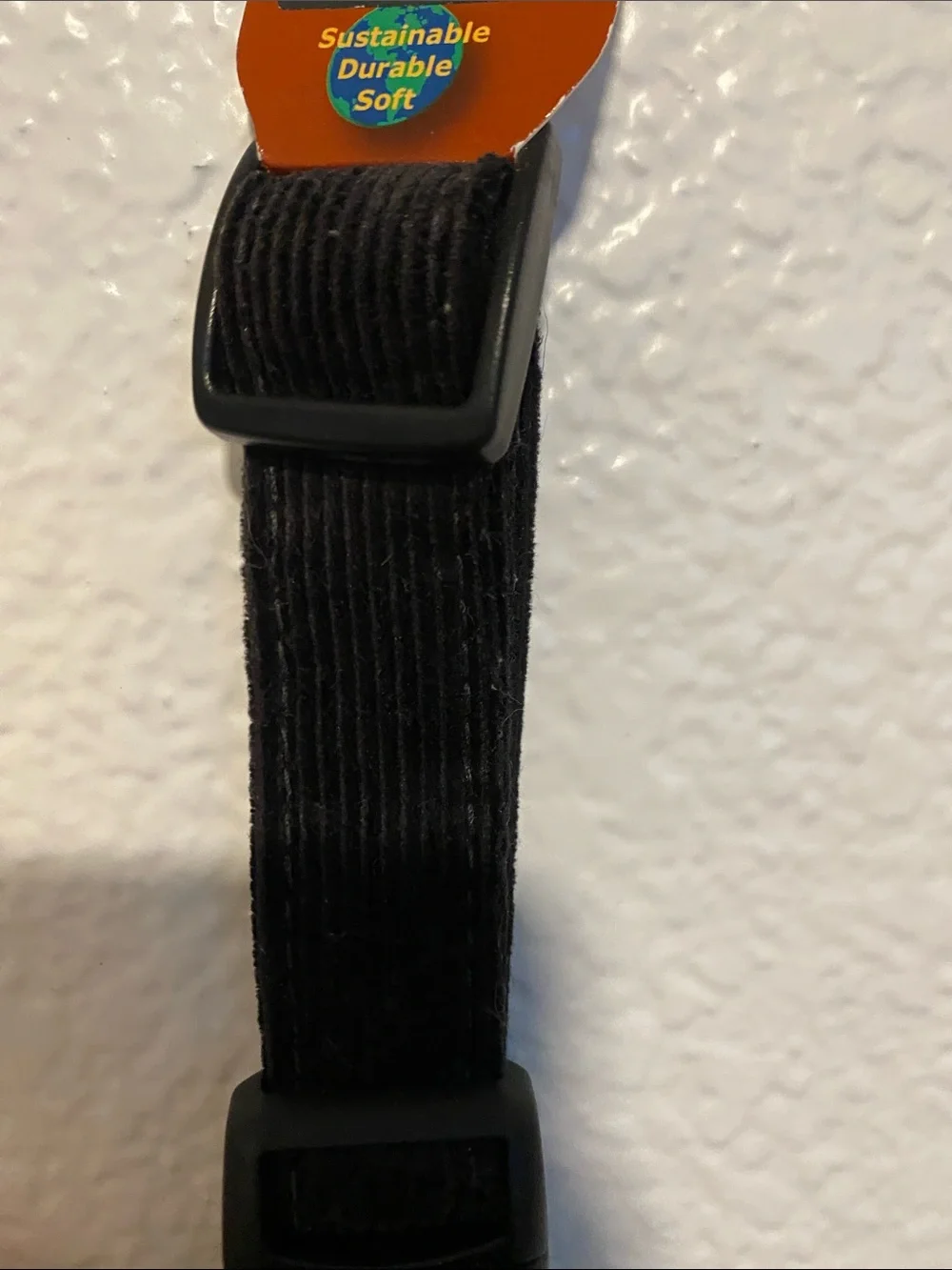 Adjustable Hemp Black Corduroy Dog Collar with D-Ring